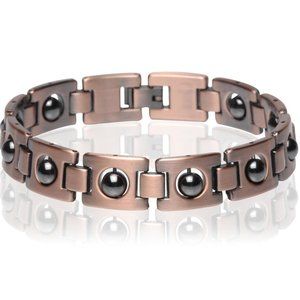 Copper Magnetic Link Hematite Stone Bracelet - Arthritis Pain Relieve Bracelet